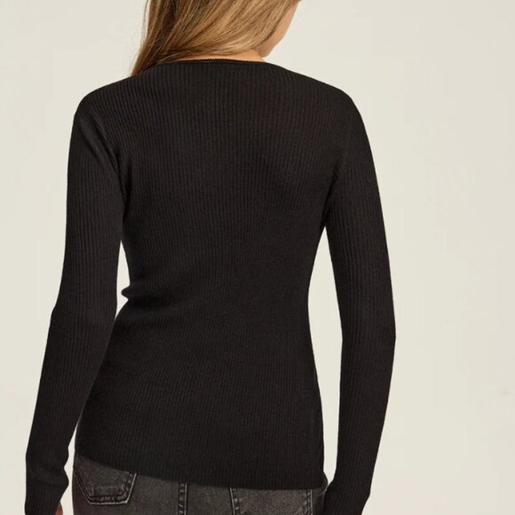 Asymmetric Button-Down Black Knit Top Commense NWT Size M - Picture 3 of 9